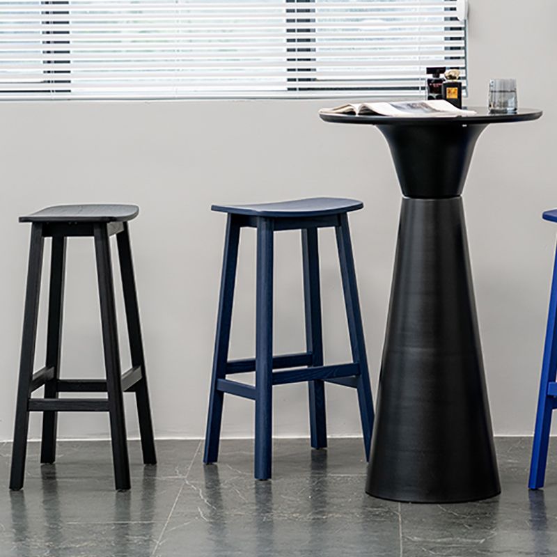 Contemporary 30" Height Solid Wood Backrest Counter High Stool with 4 Legs