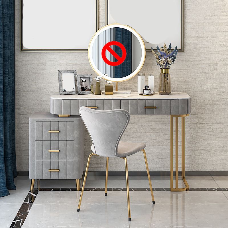 5-Drawer Vanity Makeup Table Set Stone Top and Metal Dressing Table