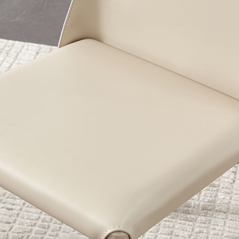 Contemporary Side Chair Faux Leather Solid Back Dining Room Chair for Indoor