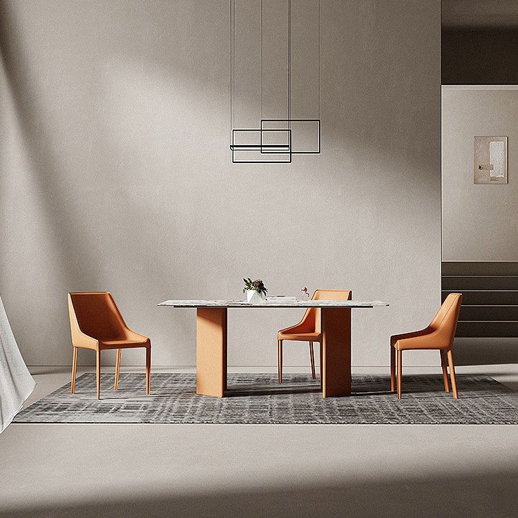 Modern Style Metal Dining Chair Leather Dining Room Chair for Home Use