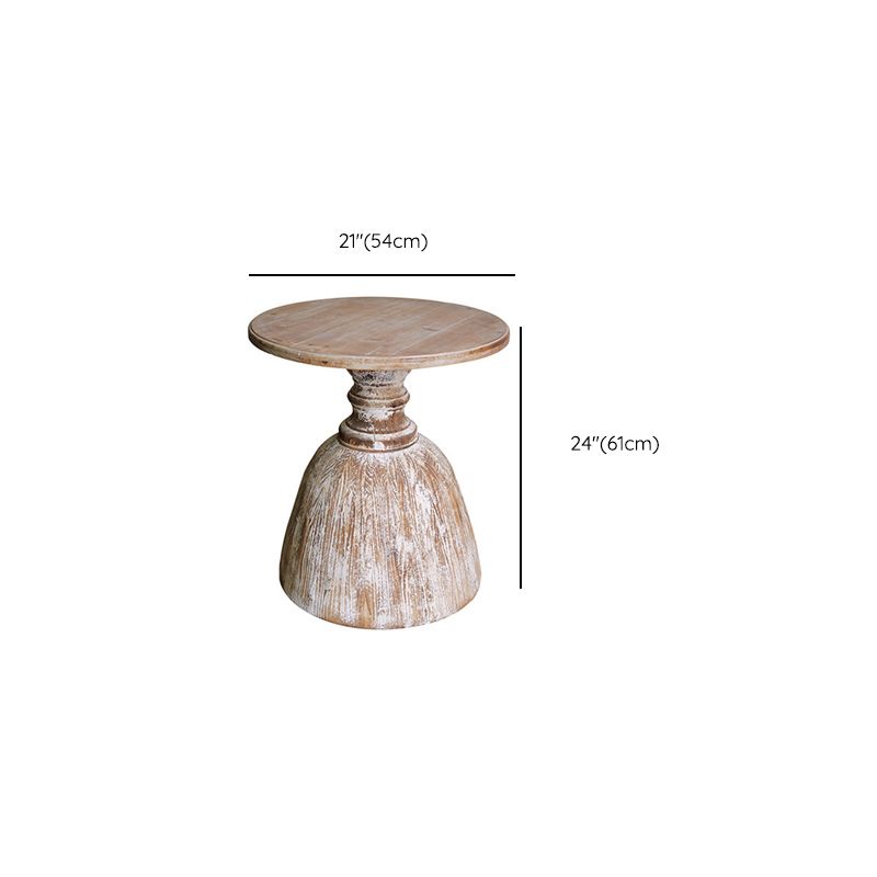 Rustic Round Side Table Solid Wood Pedestal Side End Snack Table