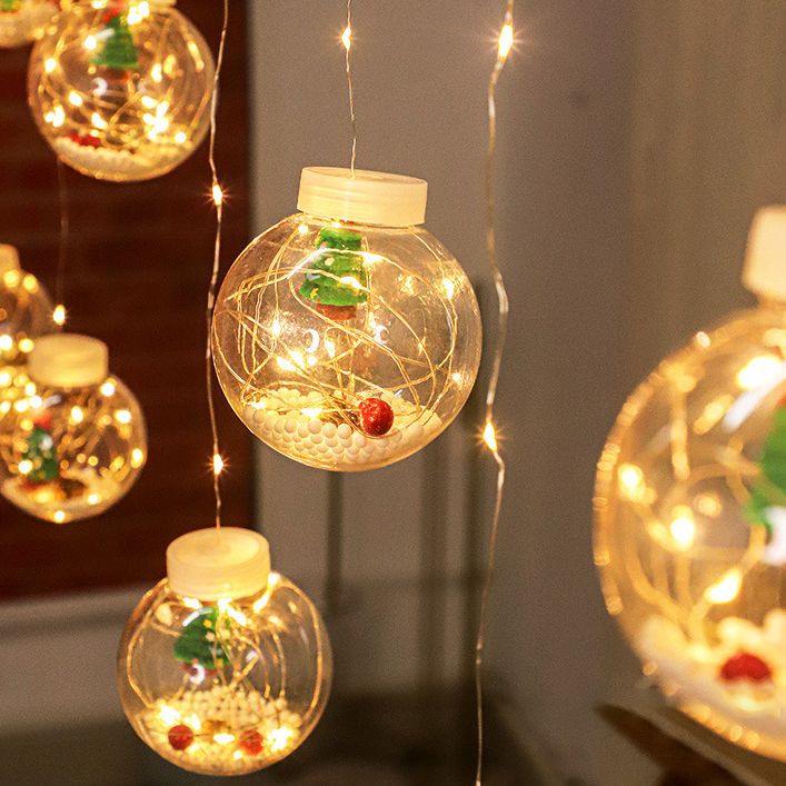 Nordic Wishing Ball String Lamp Plastic 12-Lights Indoor Curtain Lights in Clear