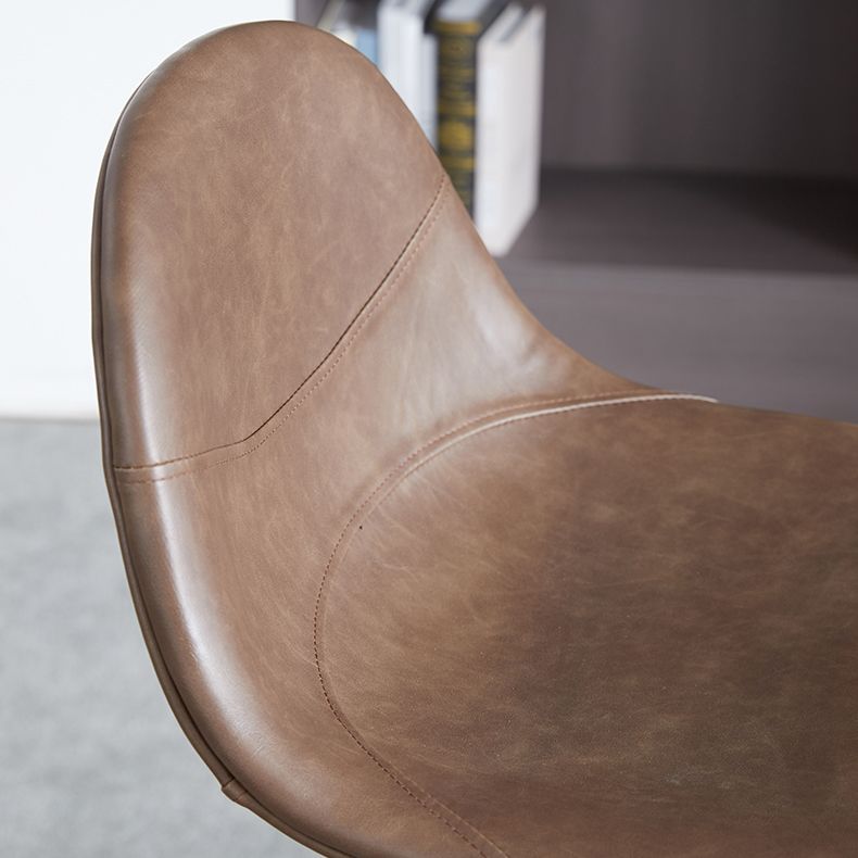 Modern Style Armless Counter Stool Faux Leather Low Back Bar Stool for Indoor