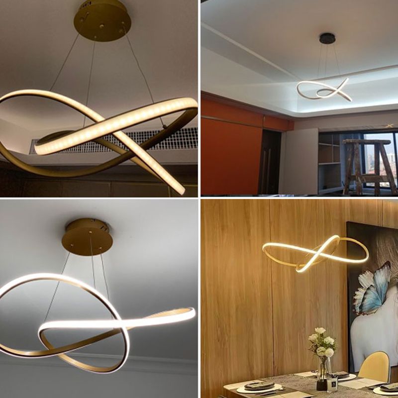 Modern Linear LED Pendant Chandelier Light Aluminum Chandelier in Gold Finish