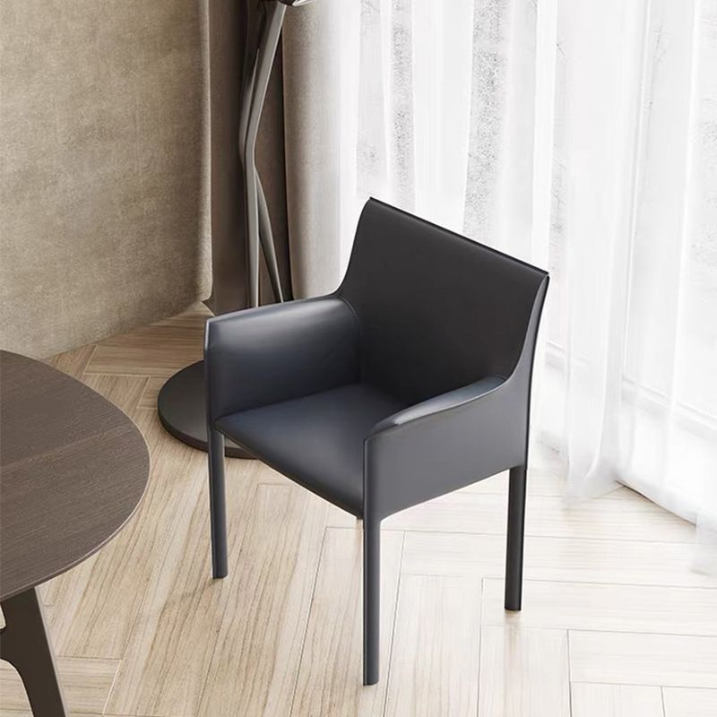 Modern Style Arm Chair Leather Solid Back Dining Chair for Home Use