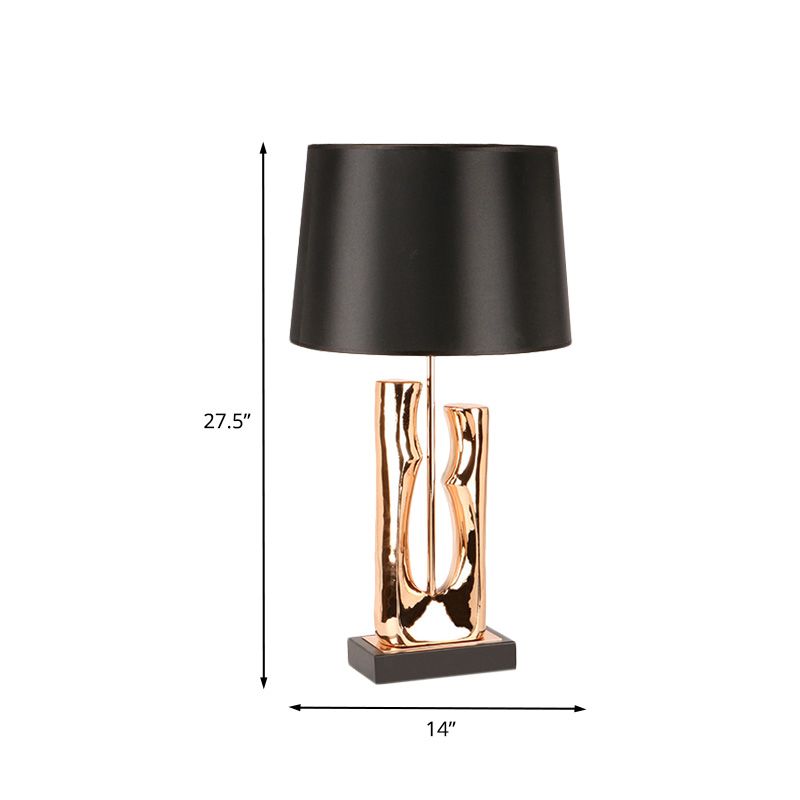 Barrel Fabric Table Light Contemporary 1 Head Black Finish Creative Desk Lamp for Bedroom