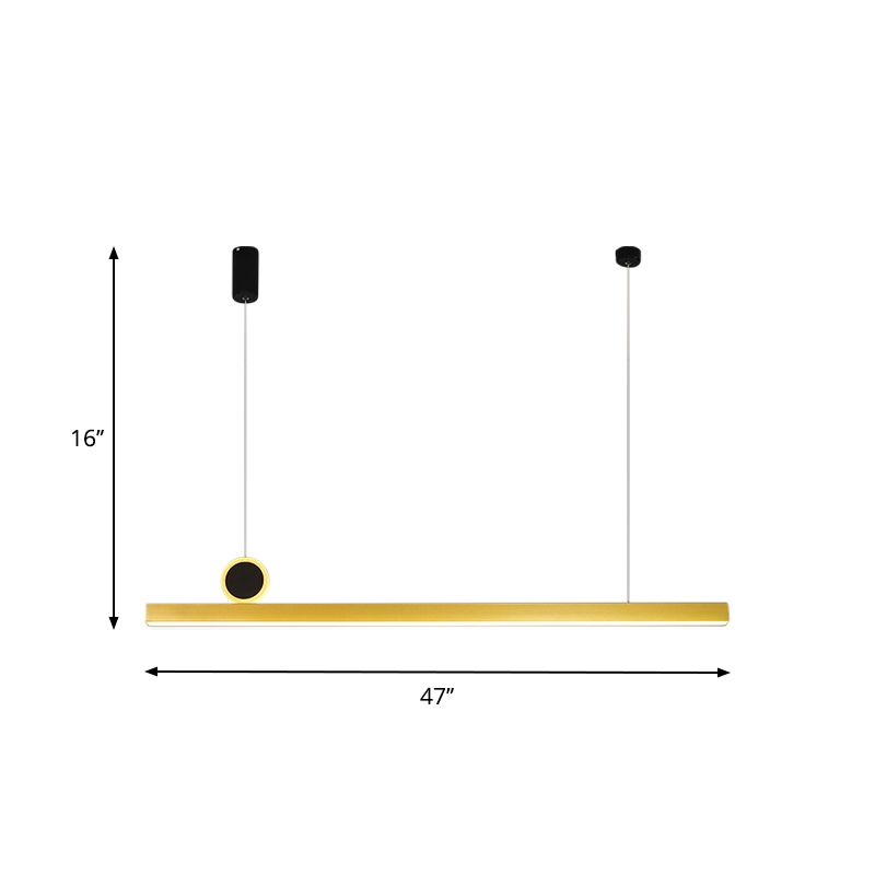 Stylish Minimalist Bar Shaped Pendant Metallic Dining Room LED Island Light Fixture in Gold, 39"/47" Wide