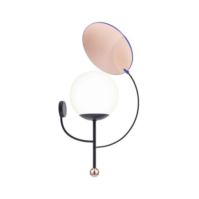 Gold/Black Global Wall Sconce Retro 1 Light Matte White Glass Wall Light Fixture with Reflector