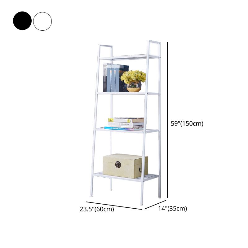 Modern Style Steel Bookshelf Ladder Open Shelf Bookcase for Home