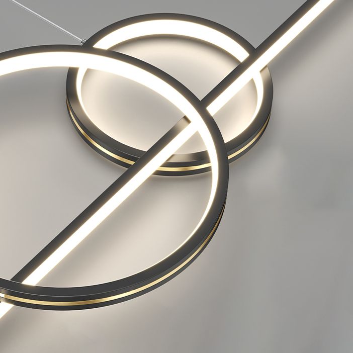 6-Light Linear Island Lighting Contemporary Metal Island Lights for Dining Room