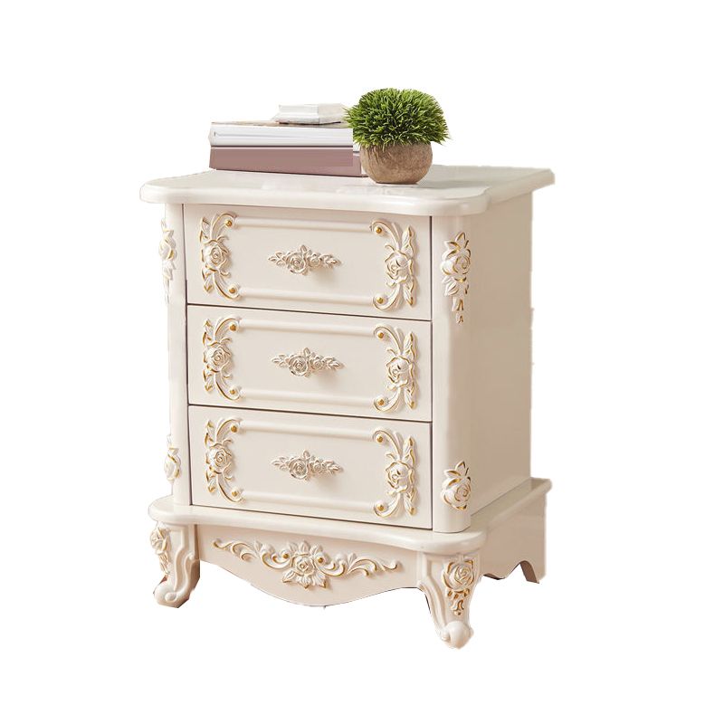 Traditional Wooden Storage Chest Home Vertical Chest in White with Drawers