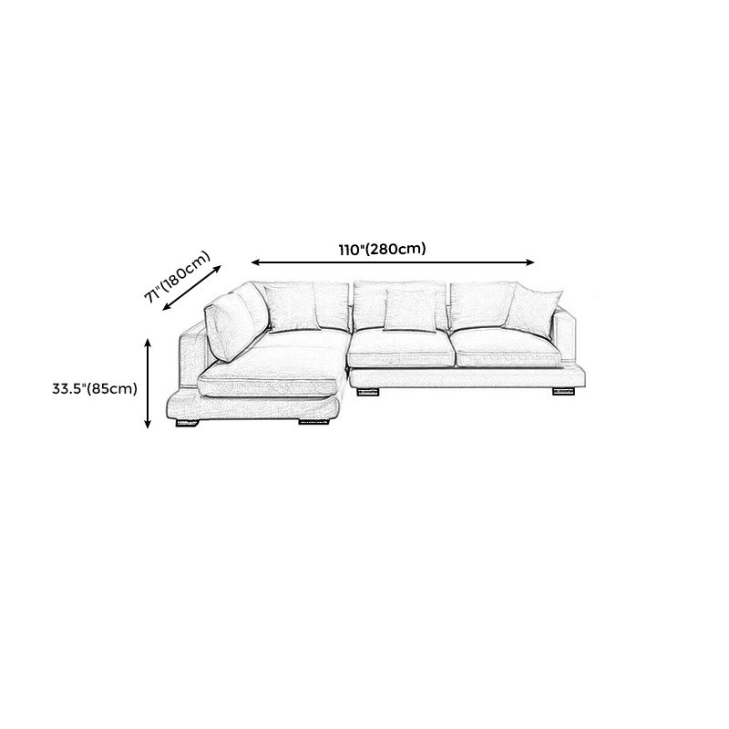 Square Arm Sectional for Living Room with Pillowed Back Cushions