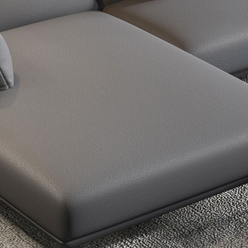 Round Arm L-shape Sectional Modern 4-seater Sectional with Storage