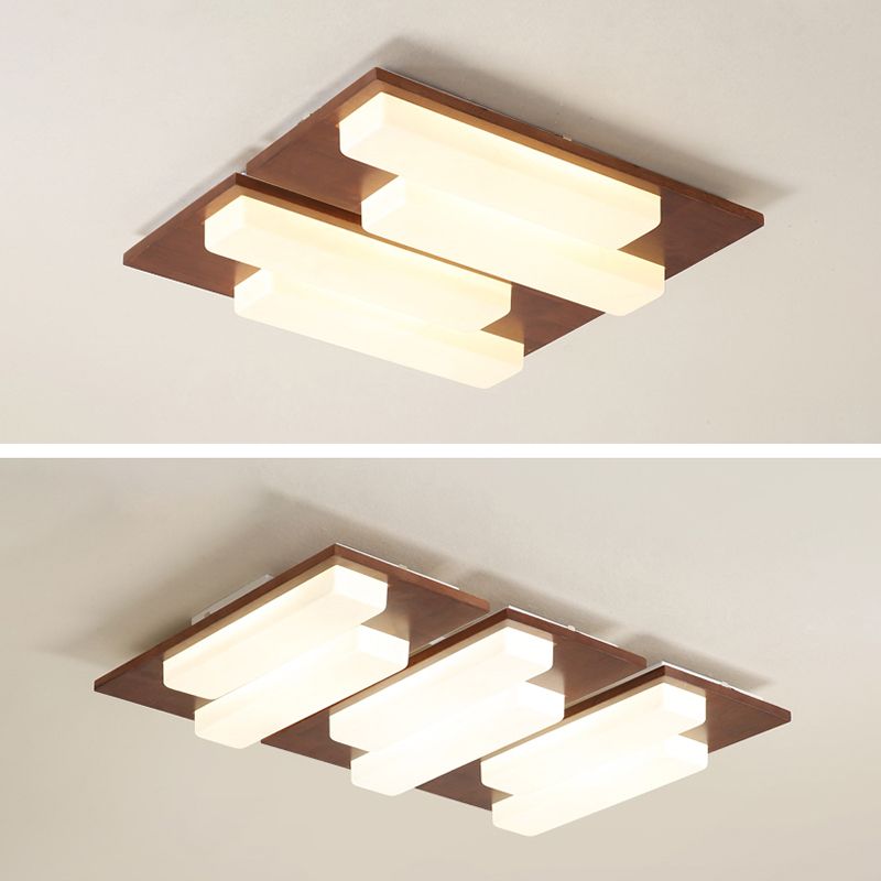 Iluminación de techo empotrada de madera, accesorio de techo de varios cabezales para sala de estar