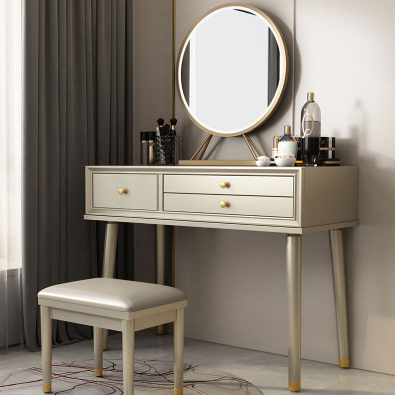 3 Drawer Dressing Table Solid Wood with Makeup Table and Stool