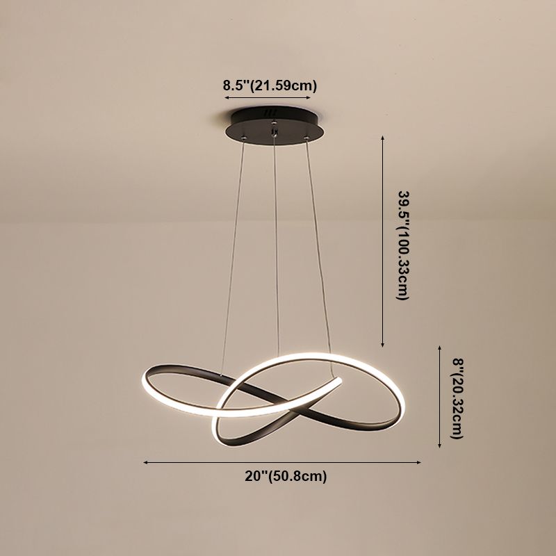 Lacquered Iron LED Pendant Light in Modern Luxury Style Acrylic Linear Chandelier for Dining Room