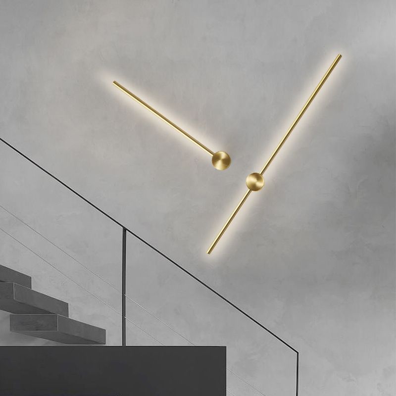 Lámpara minimalista de pared de pared de latón LED de hierro forjado para el pasillo de la sala de estar