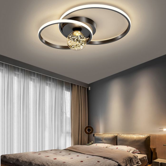 Modern Minimalist Style Rounded Flush Mount Ceiling Chandelier Metal Flush Mount Light Fixtures