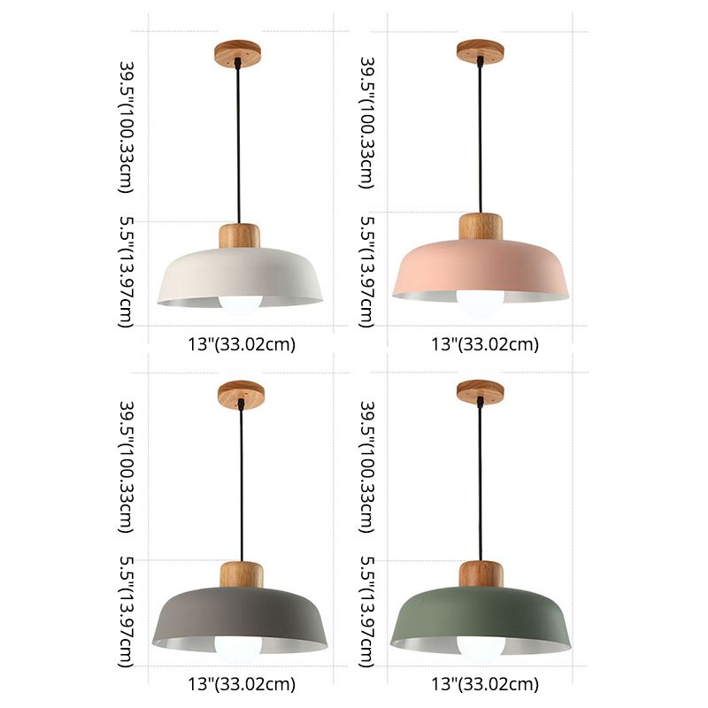 Candelier de lámpara de aluminio de estilo industrial nórdico bandeja de madera de la lámpara de aluminio Luz de dormitorio