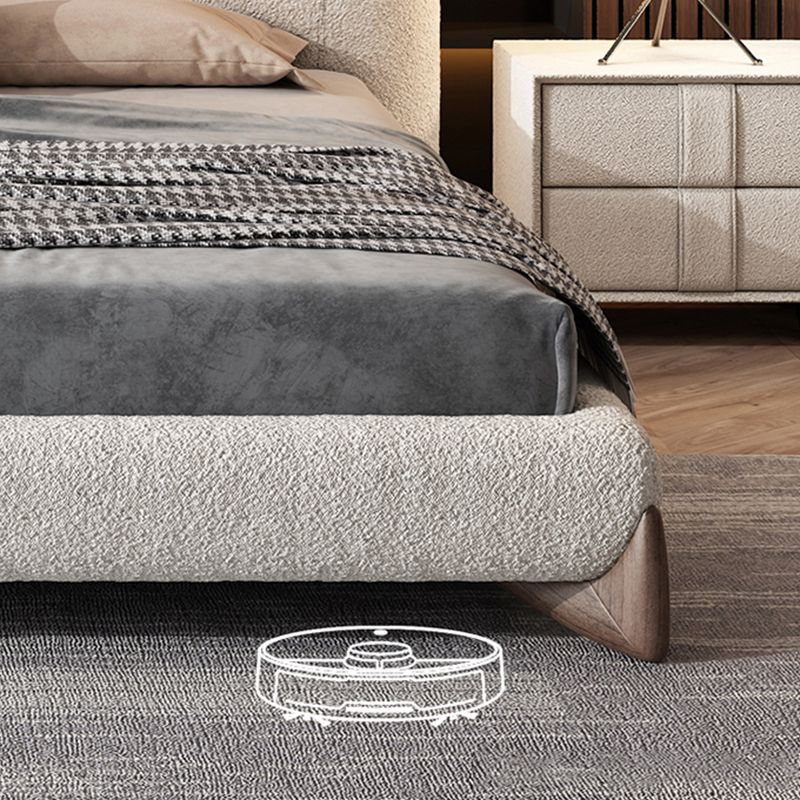 Contemporary Standard Bed with Rectangle Upholstered Headboard in White