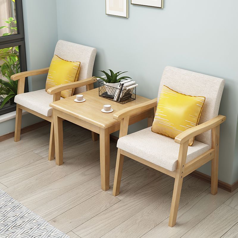 Nordic Style Wood Armrest Cushion Back Solid Wood Frame Arm Chair