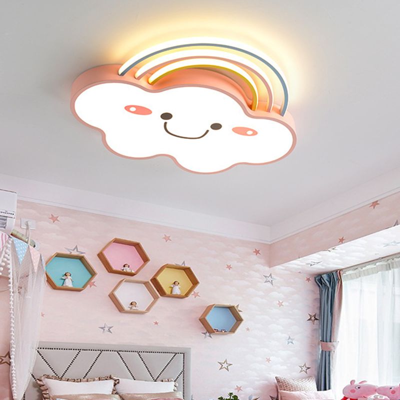 Rose Rainbow et Cloud Flushmount Light LED Contemporaine Acrylique Flushmount Ceiling Lamp