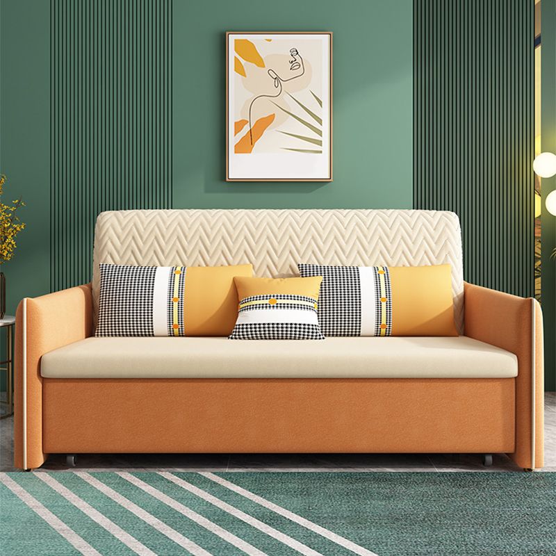Yellow Faux leather Sofa Bed 36.22" Wide Contemporary Foldable Sleeper Sofa