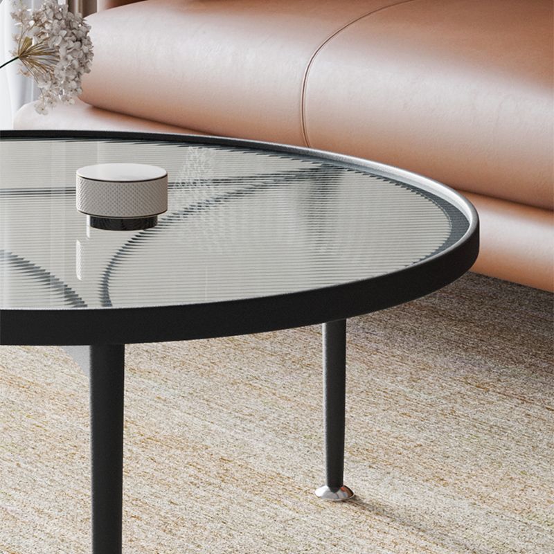 Modern Round 3 Legs Coffee Table Clear Glass Cocktail Table - 23.6"/27.6"/31.5"