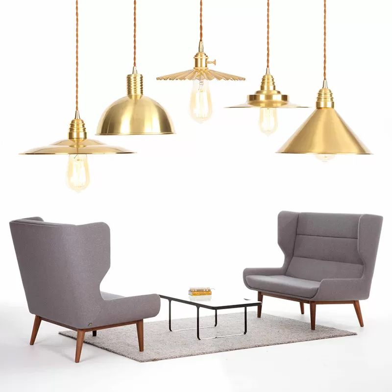 Iron Gold Finish Pendant Lamp Flat/Bowl/Cone Shade Single-Bulb Antiqued Suspension Lighting Fixture