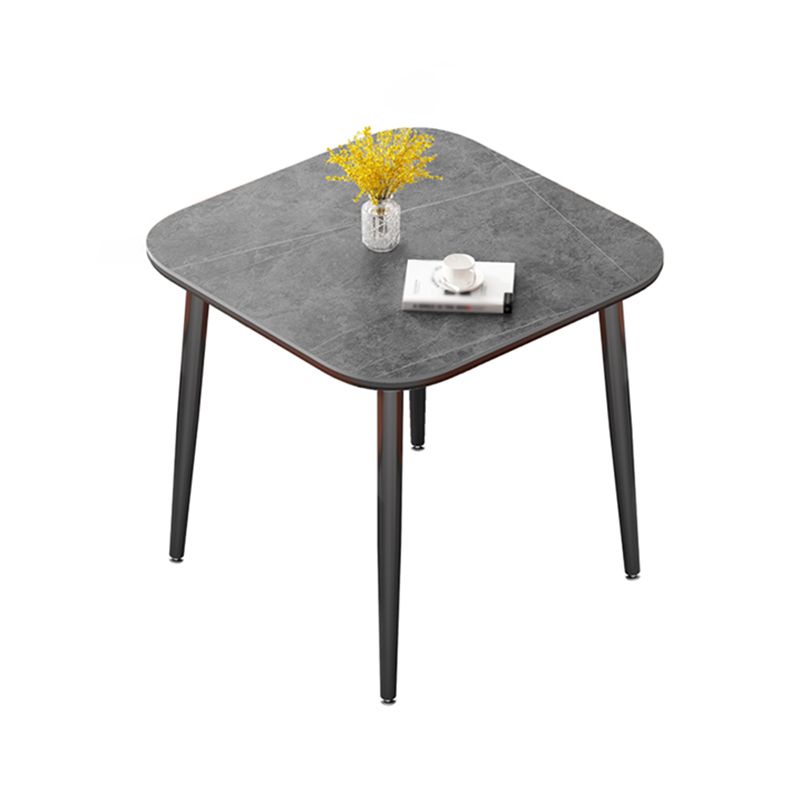 31.5-inch Metal Industrial Dining Table Sintered Stone Top Table with 4 Legs