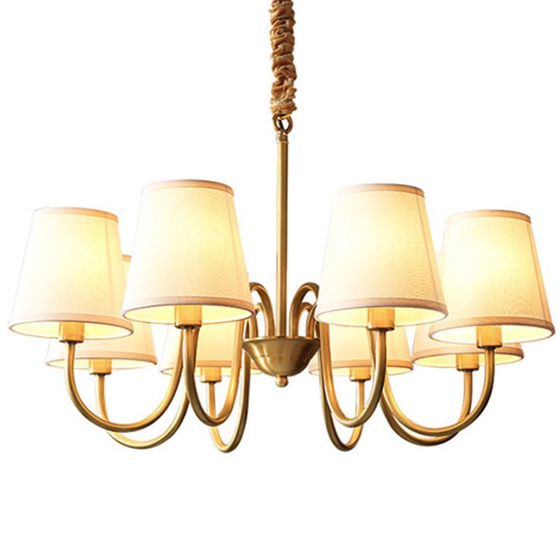 Traditional Creative Sputnik Hanging Lamp Copper Indoor Pendant Light with Fabrics Shade