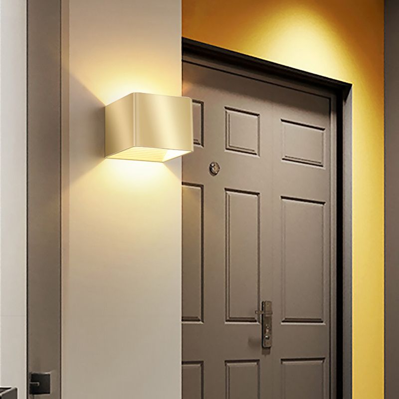 Modern Golden Wall Mounted Sconce Rectangle 2 Lights Shaded Wall Light