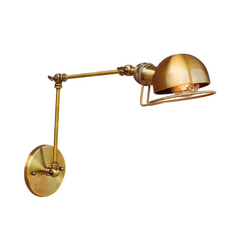 Lampe murale de bol industriel vintage 1 lumière d'éclairage d'écran en fer avec un bras oscillant en noir / laiton