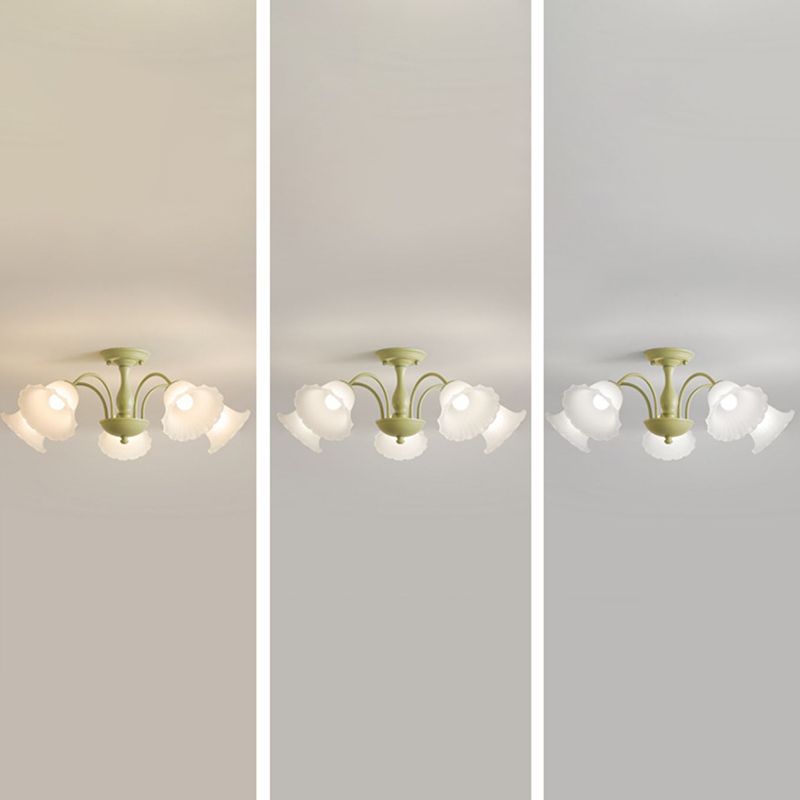 Modern Green Ceiling Lamp Glass Flush Mount Light Fixture for Bedroom
