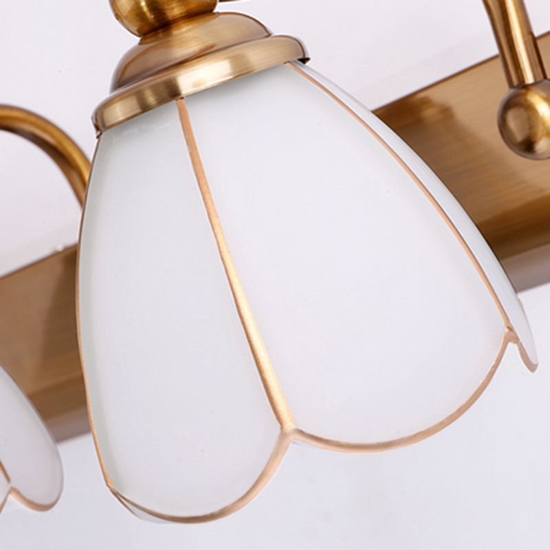 Traditional Bronze Wall Mounted Light White Glass Vanity Wall Lamps for Bathroom