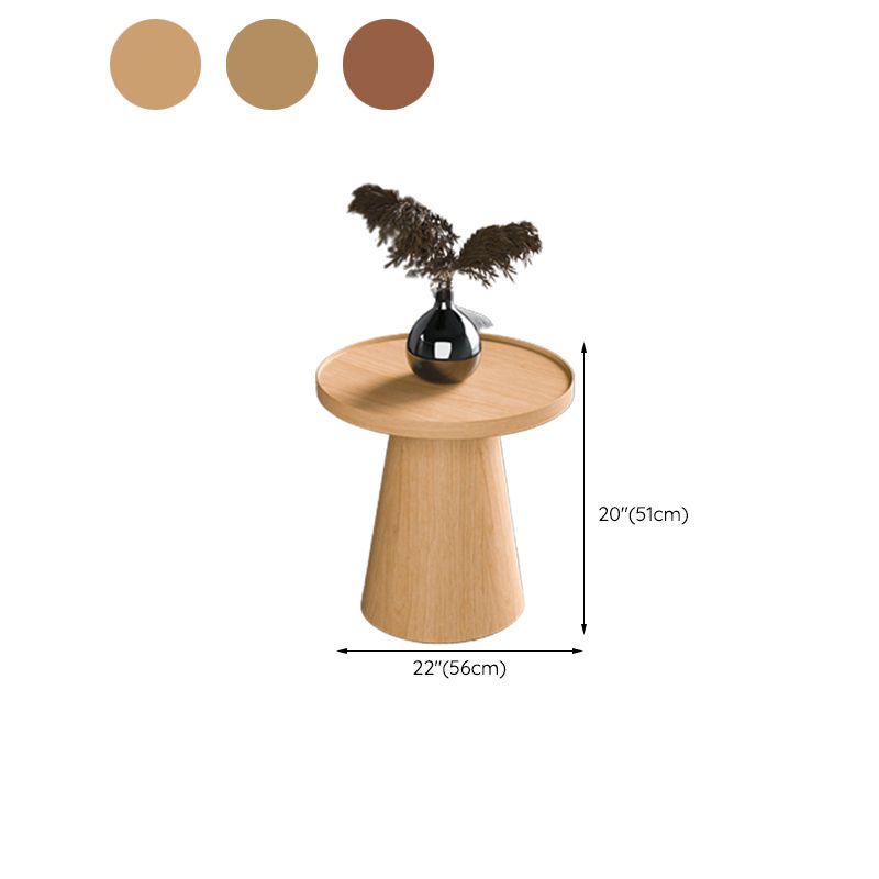 Contemporary Living Room Round Pedestal Solid Wood End Table