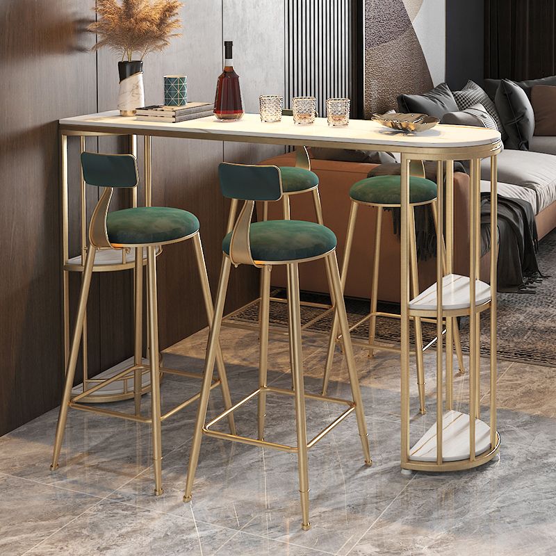 Glam Style Bar Table Set 1/3/5 Pieces Stone Fixed Counter Height Set for Indoor