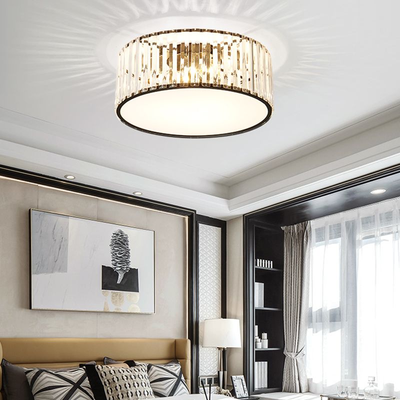 Geometry Shape Ceiling Lamp Modern Iron Flush Mount with Glass Lampshade for Bedroom