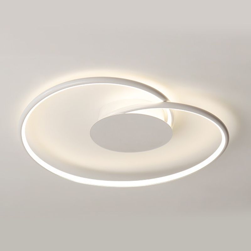 Metal Geometric Flush Light Simple 1 Light Flush Lighting in White
