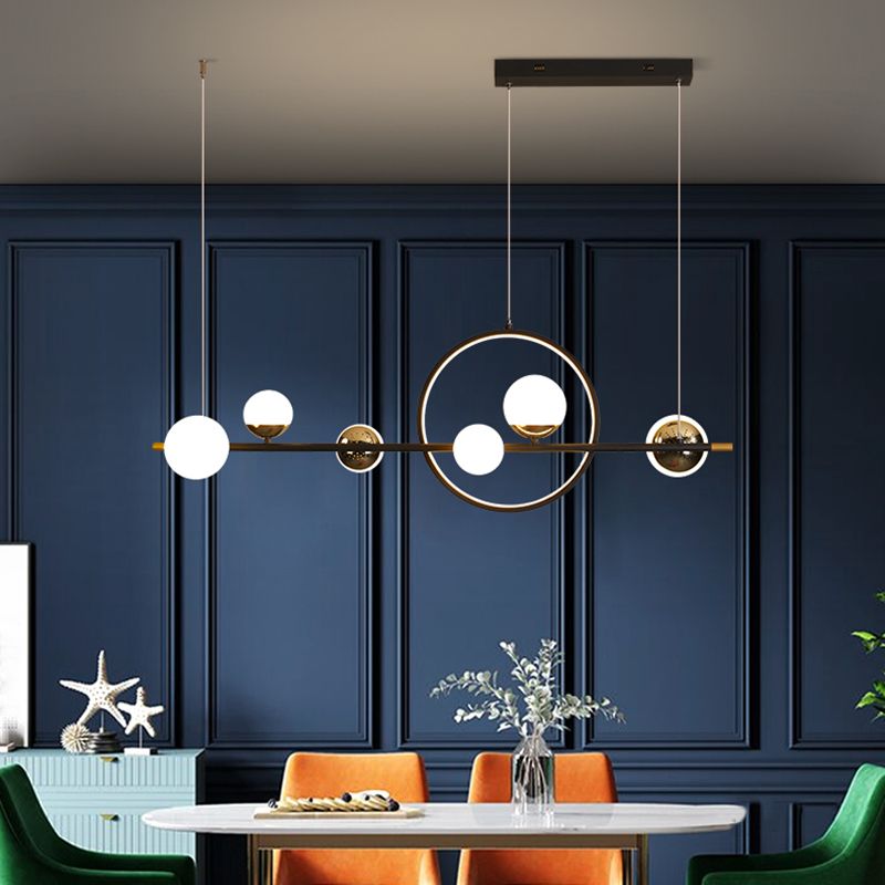 Contemporary Glass Chandelier Lamp Linear Island Pendant for Dining Room