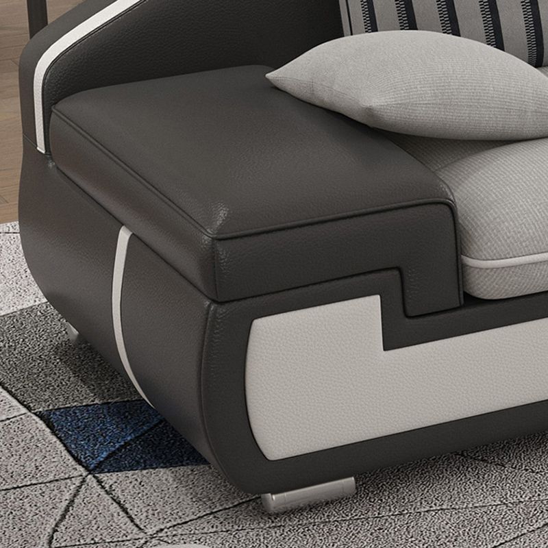 4-seater Recessed Arm Pillowed Back Cushions Sectional Sofa with Chaise