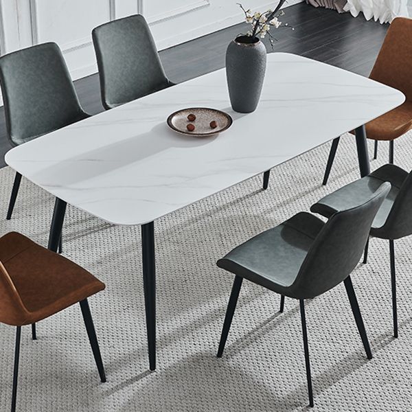 Contemporary Dining Table Sintered Stone Dining Table with 4 Metal Legs