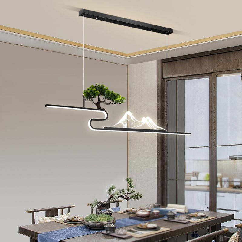 Forma lineal de la isla de la isla de estilo contemporáneo 1 accesorio de iluminación colgante de luz