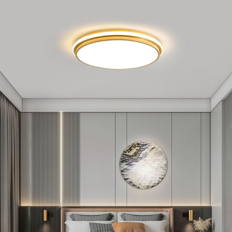 Round Shape Ceiling Fixtures Modern Style Metal 2 Light Ceiling Mounted Lights