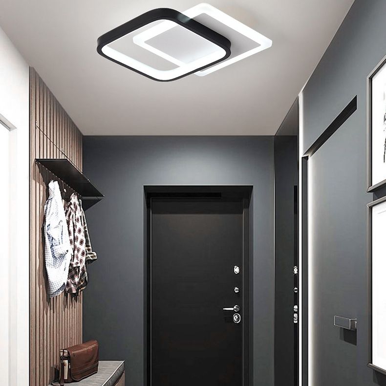 Geometric Aisle Ceiling Flush Mount Light Acrylic LED Simplicity Ceiling Mounted Light in Black-White