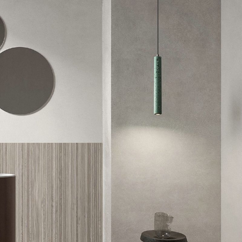 Modern Style Hanging Light Fixture 1-Light Pendant Lamp with Stone Shade for Living Room