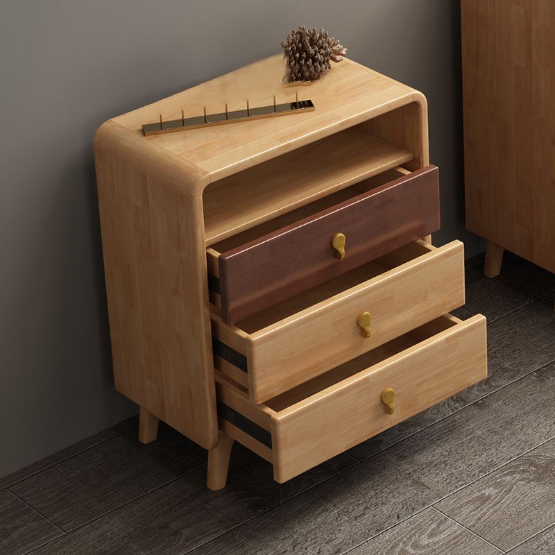 Contemporary Natural Accent Chest with 4 Wooden Legs and Drawers