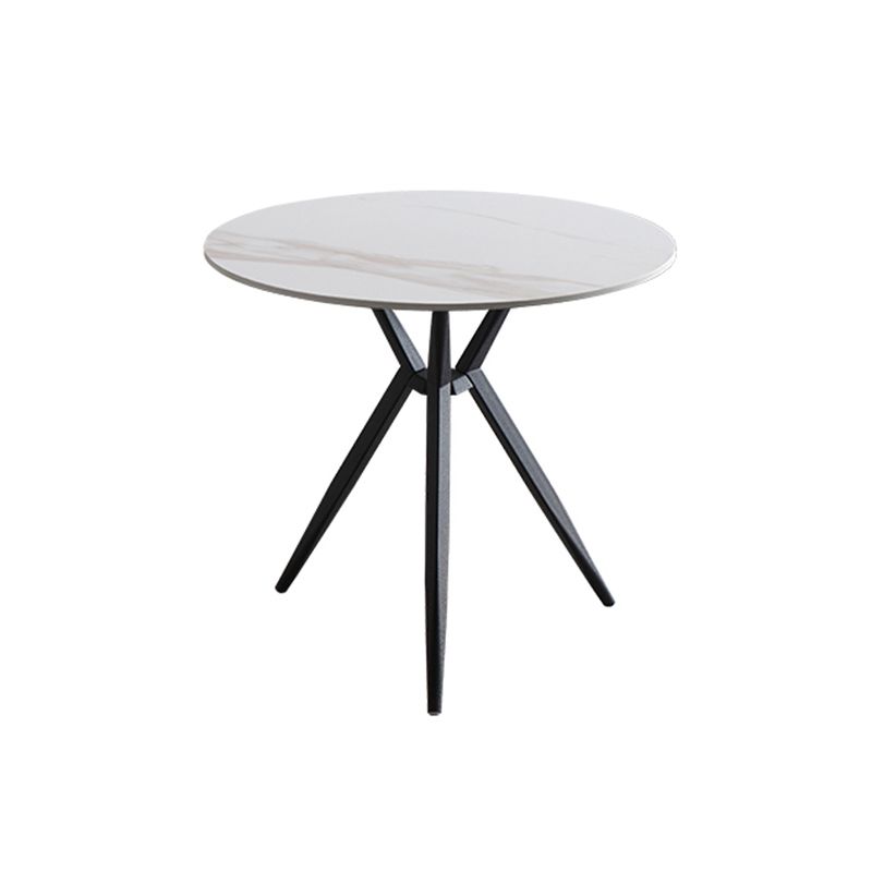 Modern Style Round Dining Table Sintered Stone Table with Metal Base for Home Use