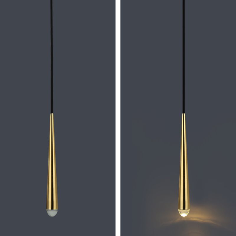 Lange kegel messing led hangend licht lampje Noordse stijl minimalisme metalen hanger lamp met kristalschaduw