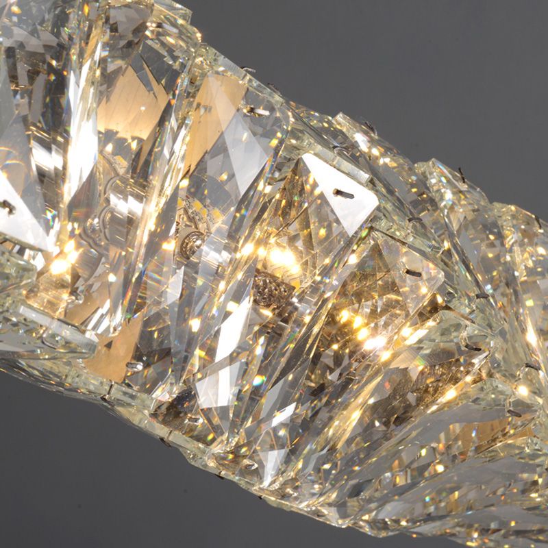 LED Long Linear Crystal Island Lamp Nordic Modern Dining Room Hanging Light